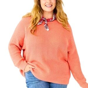 Sonoma Women’s M Coral Everyday Sweater Knit Drop Shoulder Crew Neck Oversized